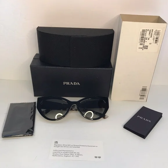 ? Original Prada Grey Gradient Cat Eye Ladies Sunglasses PR 